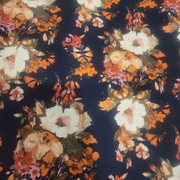 Lulus Split Sleeve Sheeth Shift Dress Navy Blue Floral V-Neck Boho Medium - Picture 8 of 8